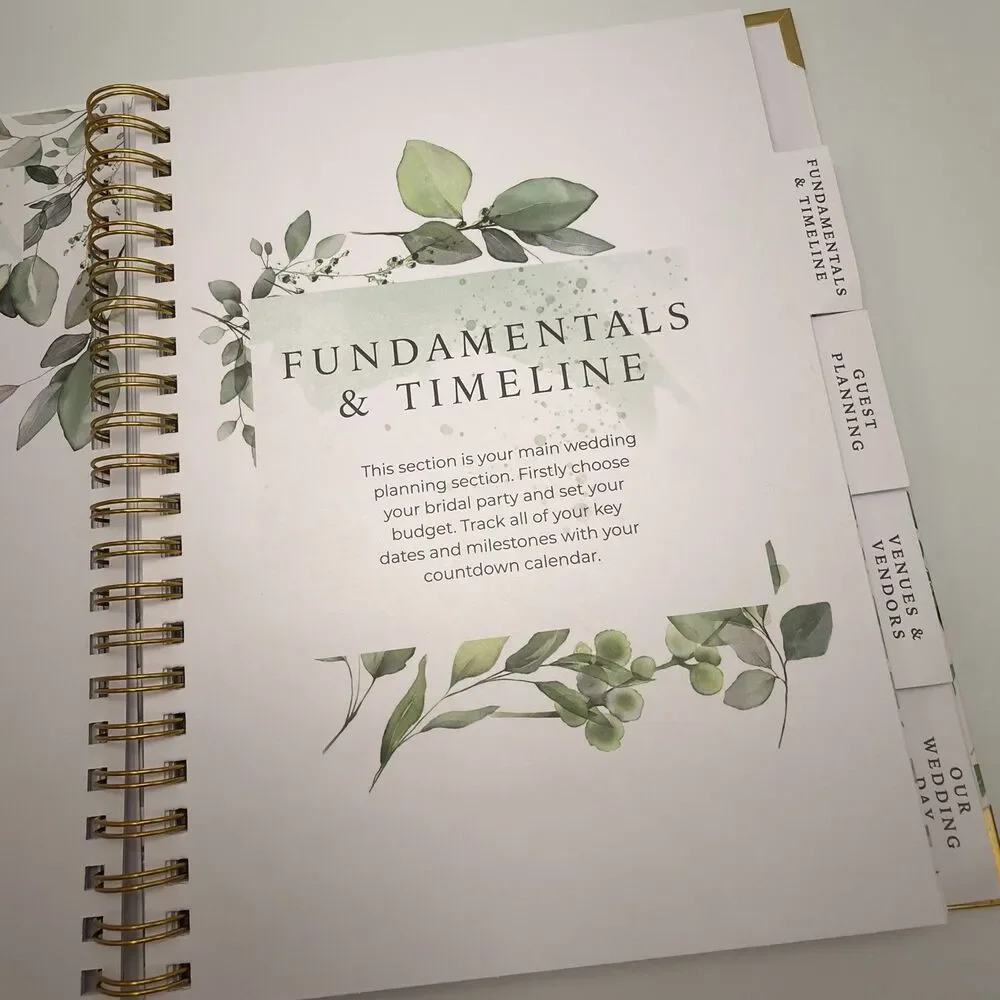Complete Wedding Planner Organizer Floral Gold Undated Bridal Engagement Gift